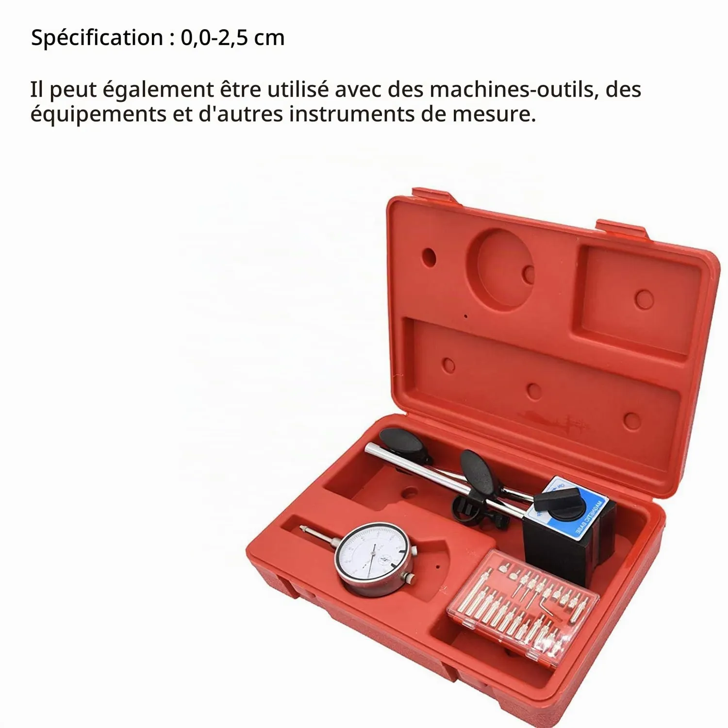 Garosa kit comparateur à cadran 0-1 pouce base magnétique