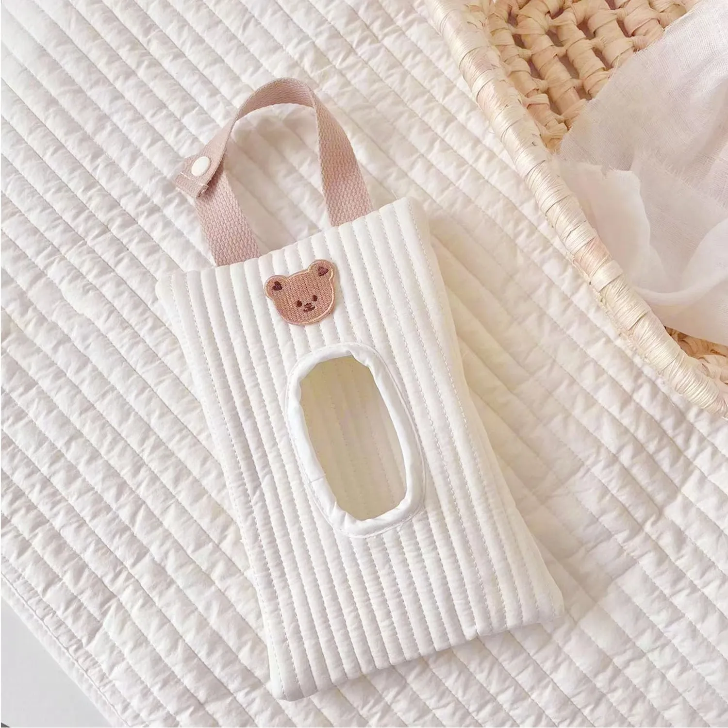 Garosa sac à mouchoirs Ours blanc 15 × 23 cm en coton
