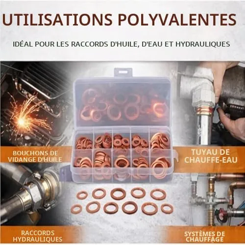 Garosa joints de bouchon de vidange cuivre 200 pièces 9 tailles