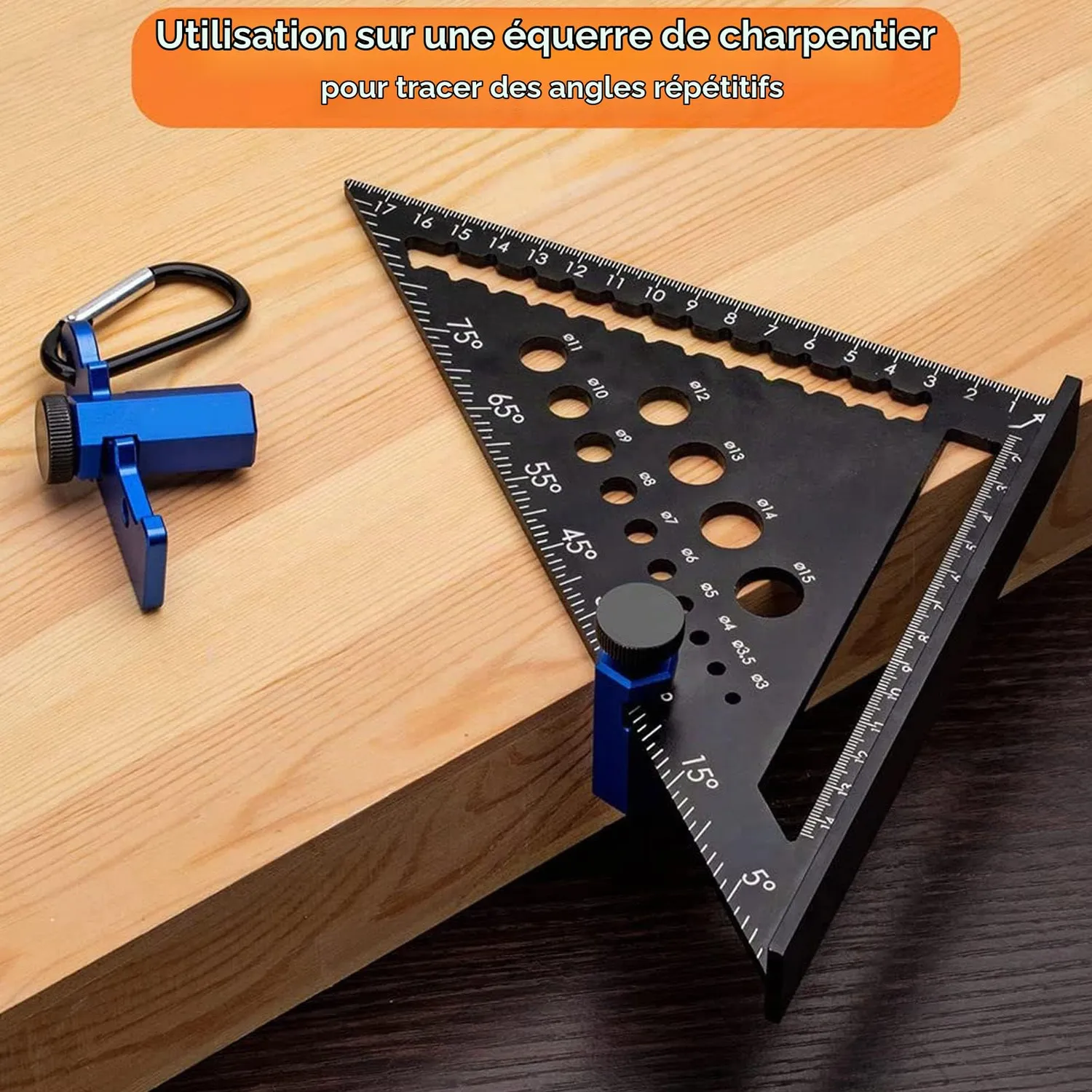 Garosa jauges d’escalier en aluminium carrées bleues pour traçage