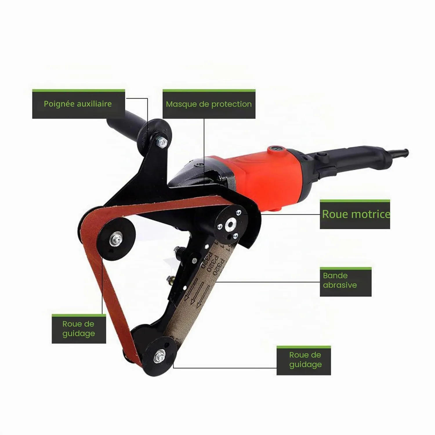 Garosa mini ponceuse à bande DIY M14 pour meuleuse 20 et 40 mm