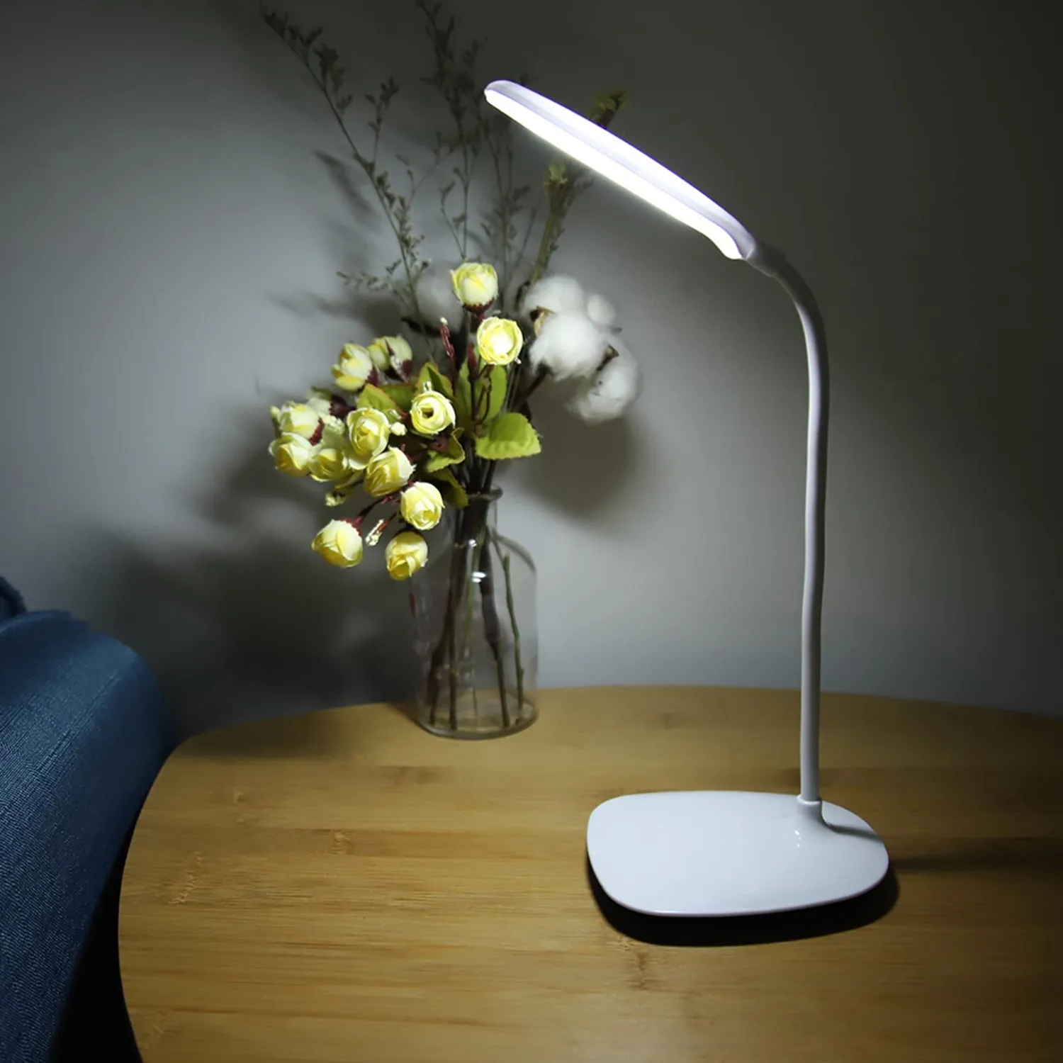 Garosa lampe de bureau LED col de cygne USB rechargeable tactile blanche