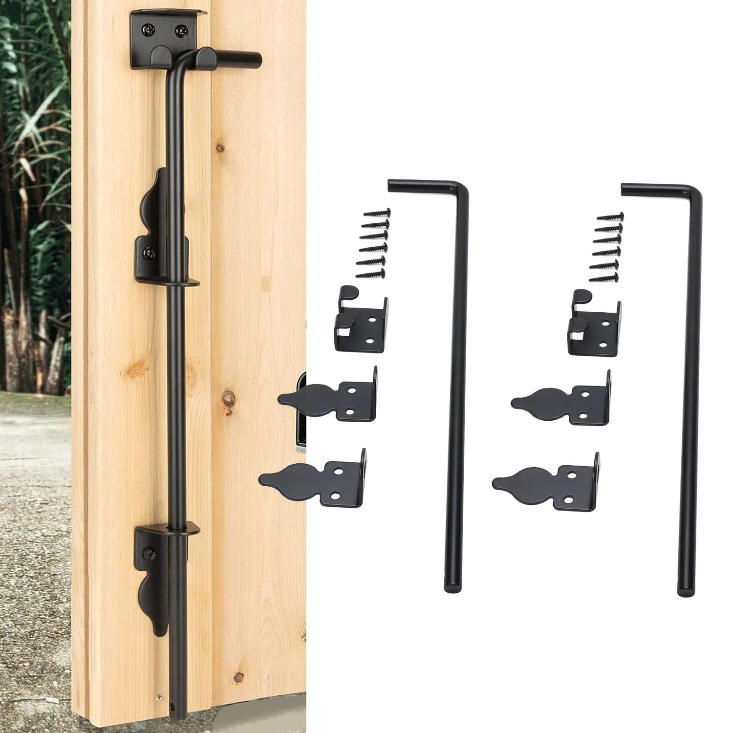 Garosa Verrou Cane 18 Pouces Portail Noir Lot de 2 Acier
