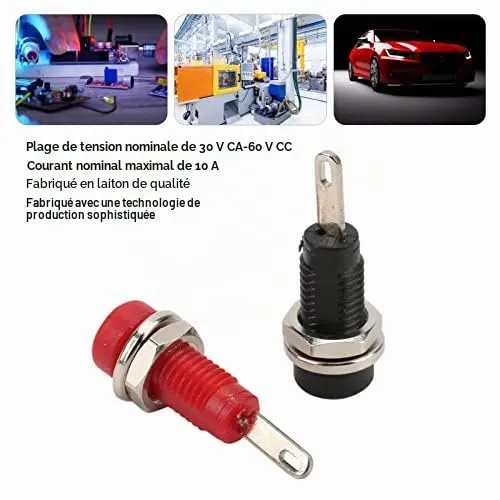 Garosa Douille banane 2 mm pour panneau, lot de 10 rouge et noir