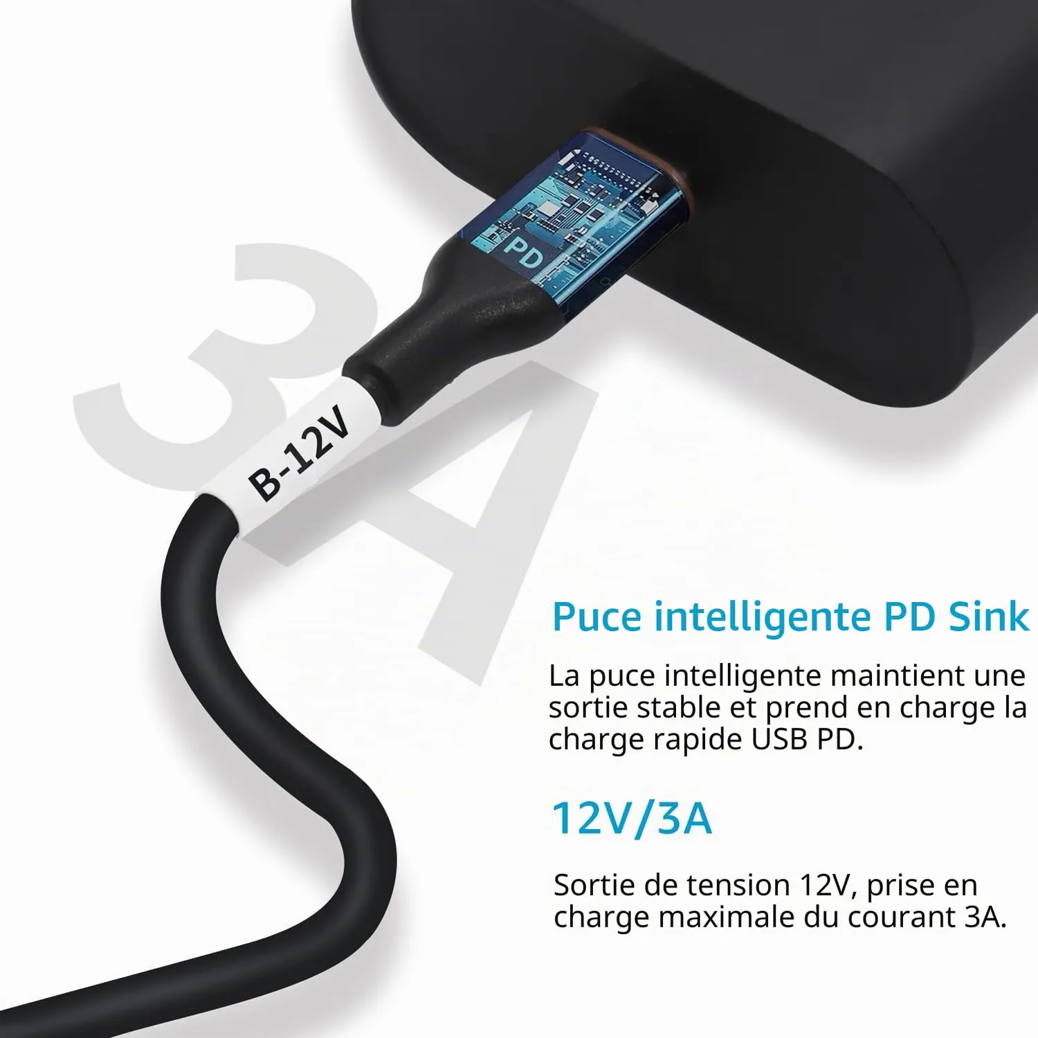 DSD TECH MagicConn SH-CP12B câble USB-C PD vers DC 12 V