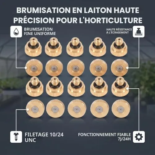 Garosa buse d’atomisation 0,4 mm 10/24 UNC lot de 20 en laiton