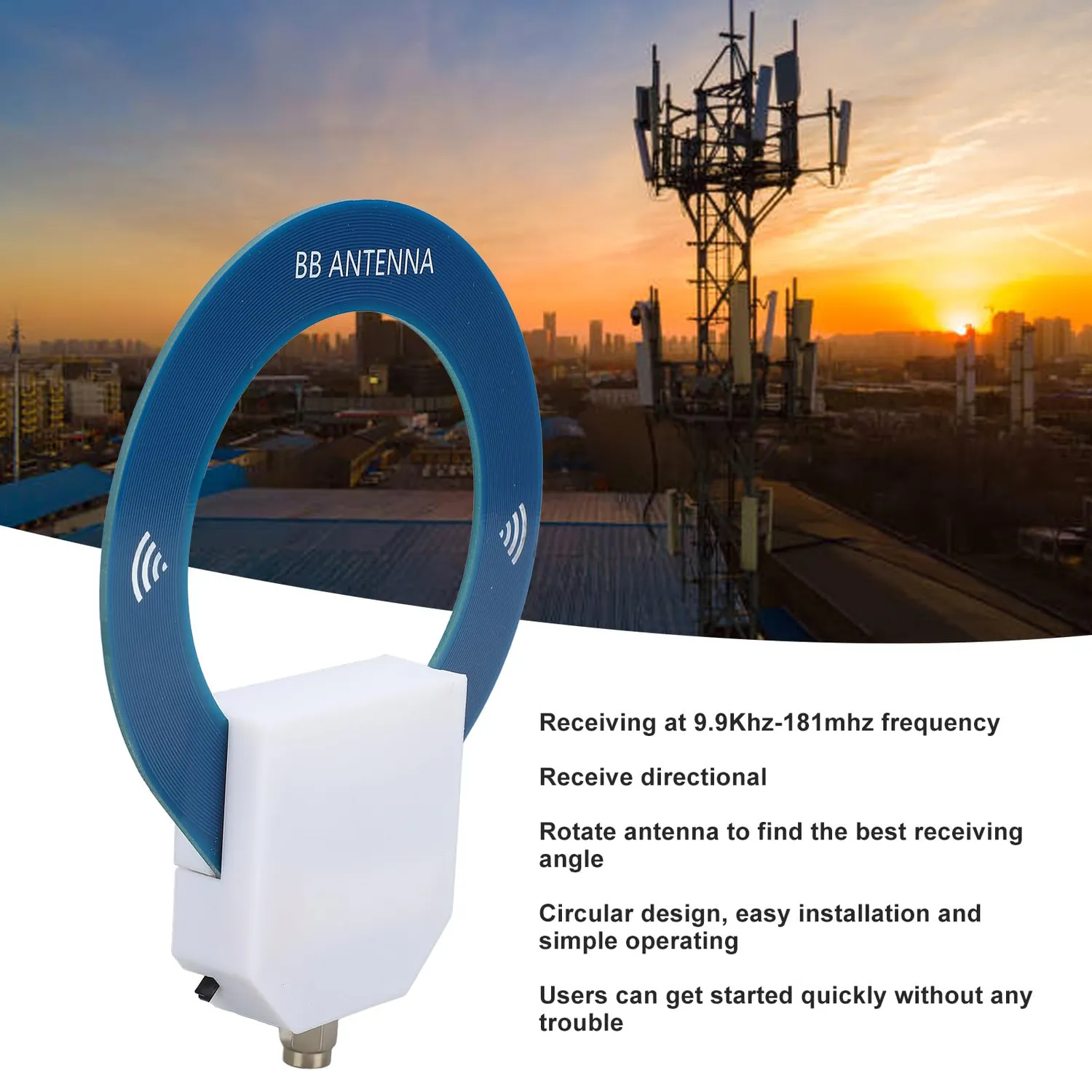 Garosa antenne boucle ondes courtes 9,9kHz-181MHz SMA portable