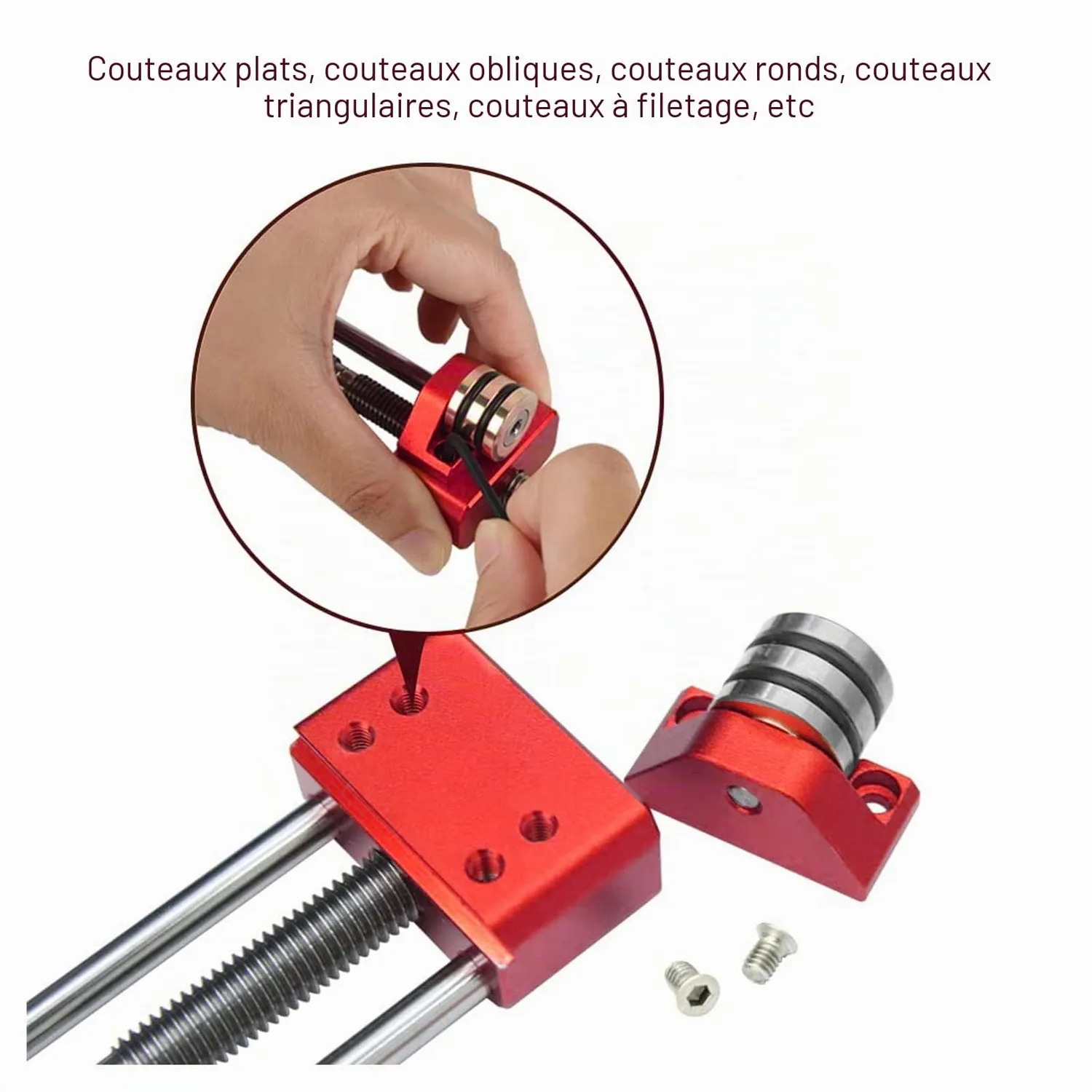 Garosa guide d'affûtage réglable pour ciseaux et rabots, rouge argent