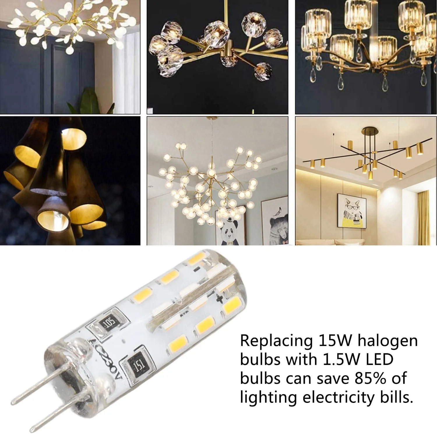 Garosa ampoules LED G4 3000K 1,5W 220V lot de 10 blanc chaud