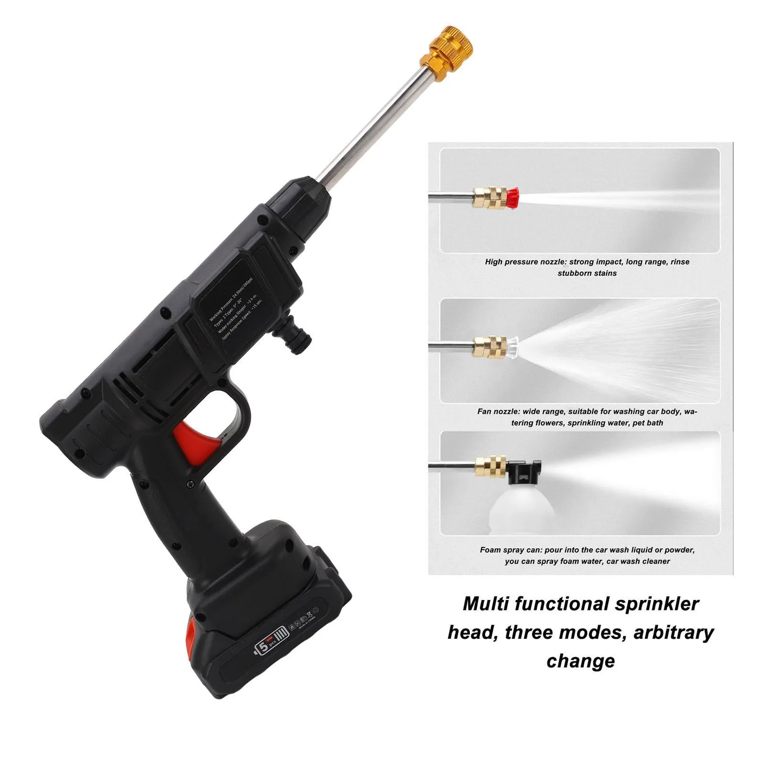 Garosa nettoyeur haute pression sans fil 350 PSI, batterie 1500 mAh
