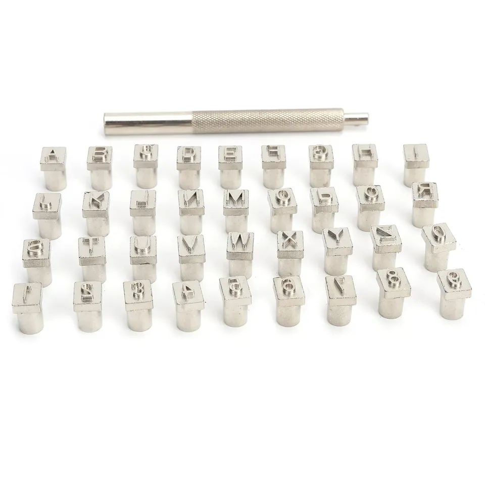 Garosa jeu de poinçons alphabet cuir A-Z et 0-9 36 pièces 6,5 mm