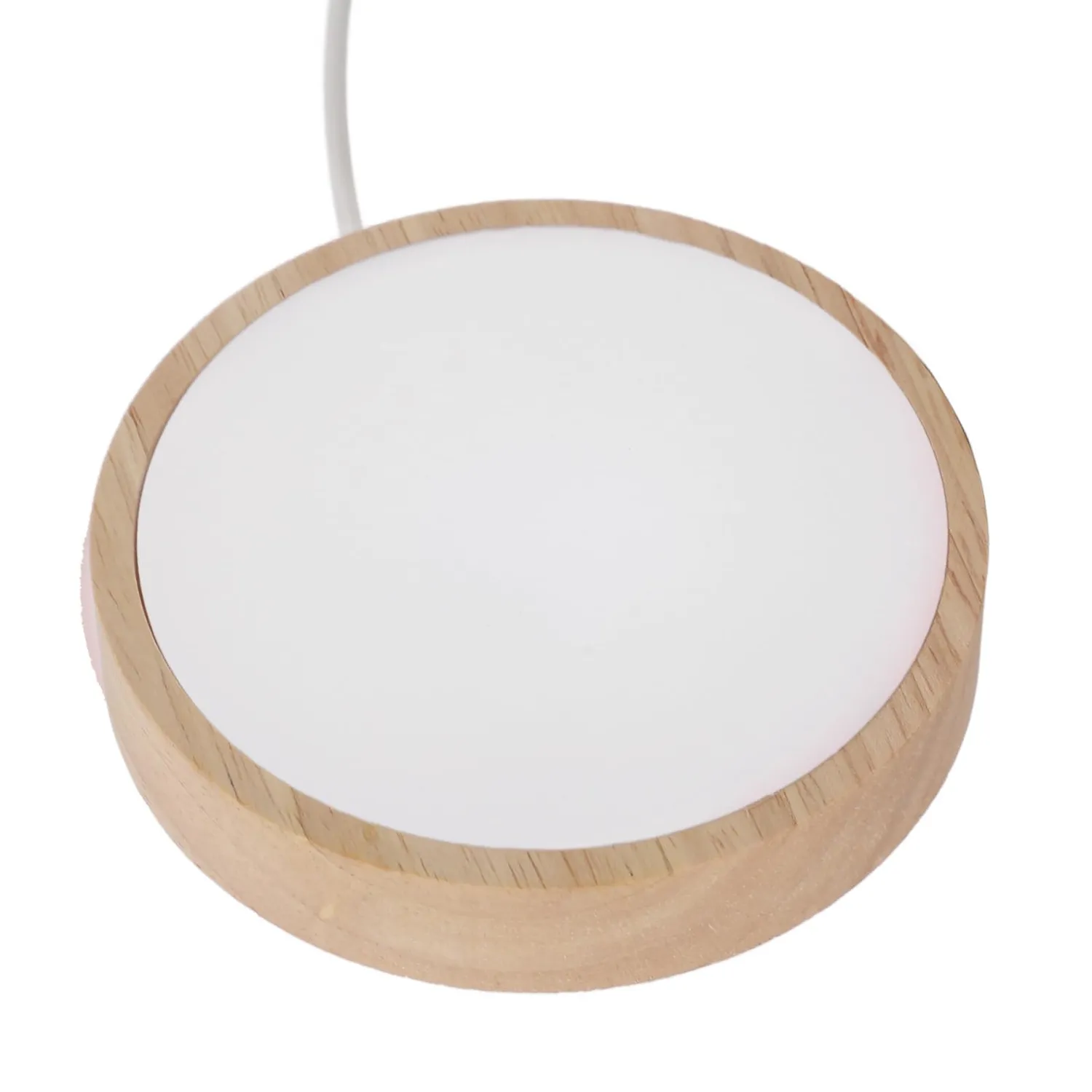 Garosa socle lumineux LED pour cristaux rond USB 5 V, bois naturel