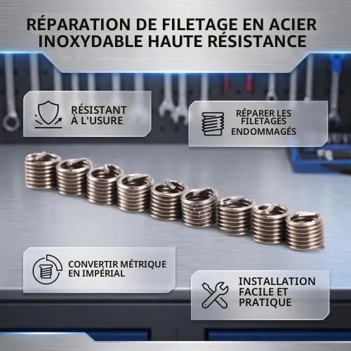 Garosa M5 x 0,8 x 1,5D insert de réparation de filetage inox 100 pièces
