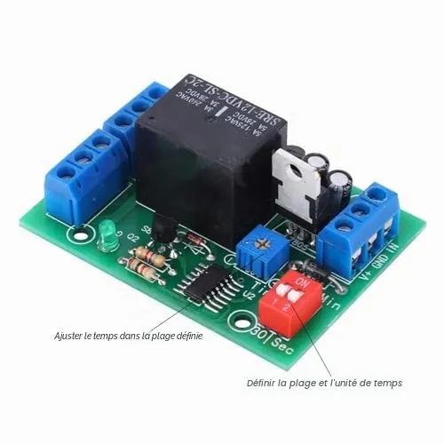 Garosa module relais temporisé 12 V 2 canaux 5 A