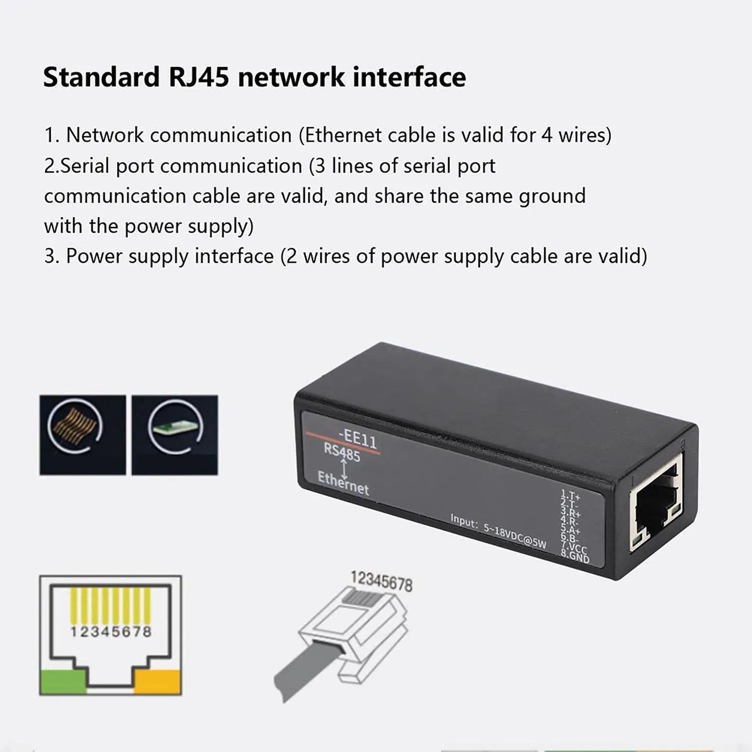 Garosa HF7121 serveur série RS485 vers Ethernet WiFi 460800 bps