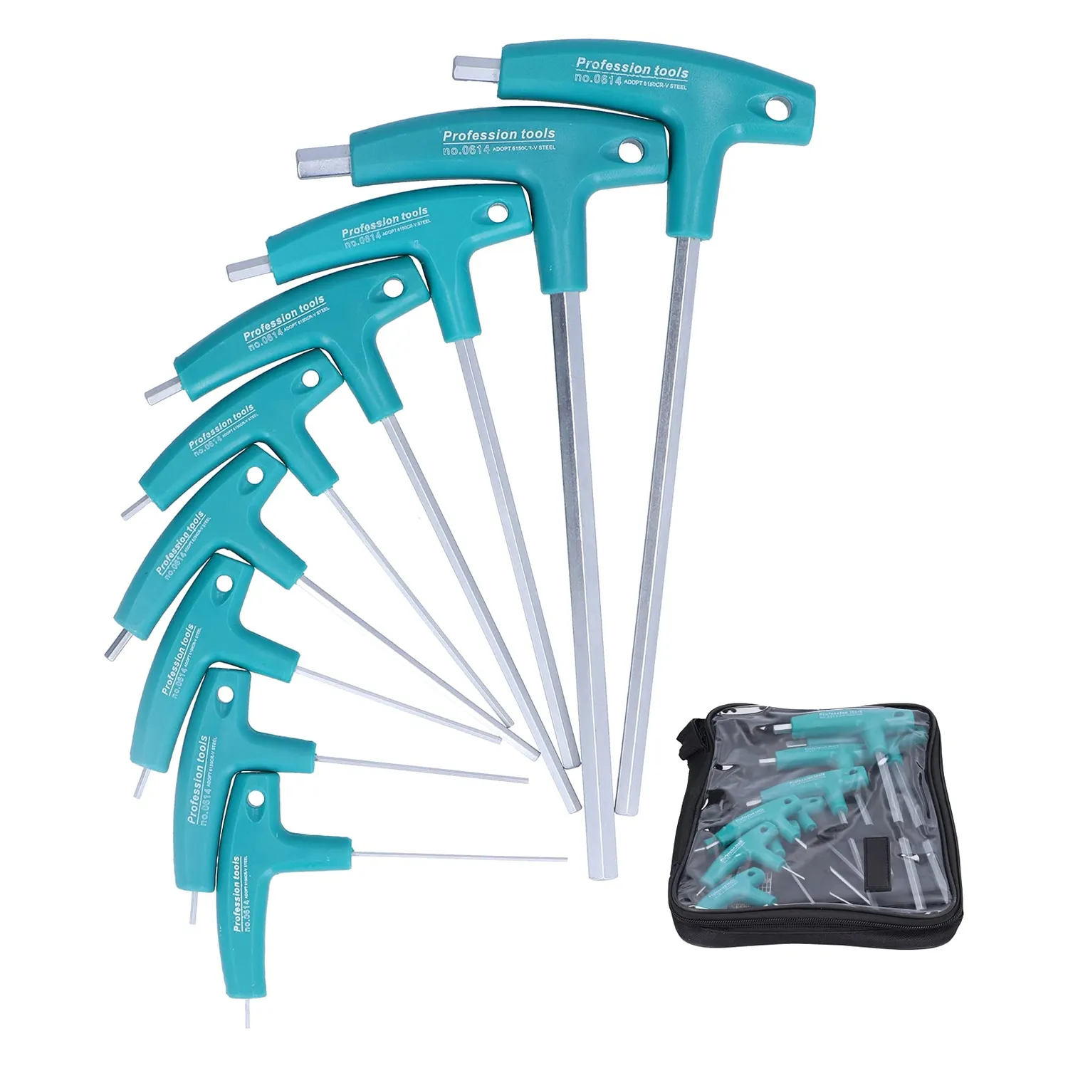 Garosa kit 9 clés Allen en T acier chrome-vanadium housse