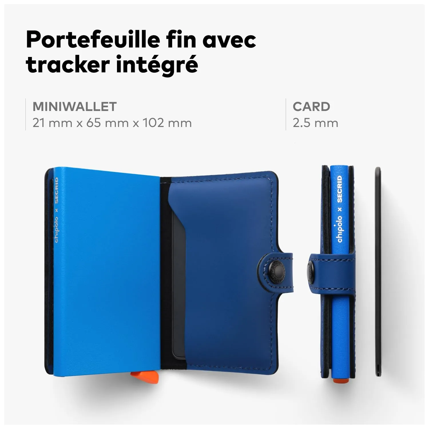 Chipolo Secrid Trackable Miniwallet portefeuille bleu localisable