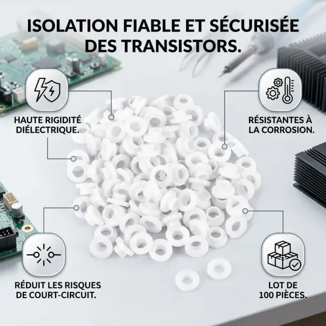 Garosa TW-3 rondelle isolante pour transistor, 100 pièces, plastique
