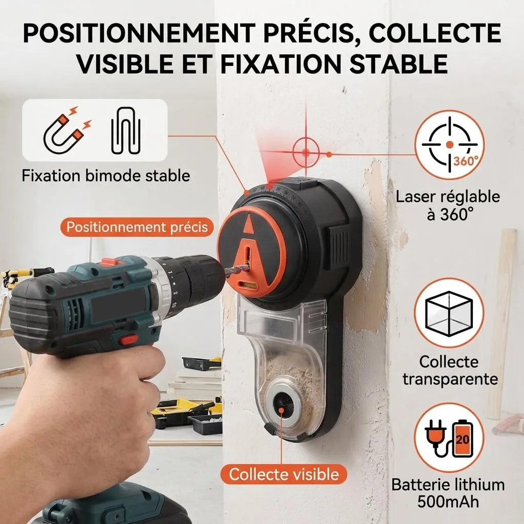 Garosa collecteur de poussière pour perceuse 0–13 mm, rechargeable
