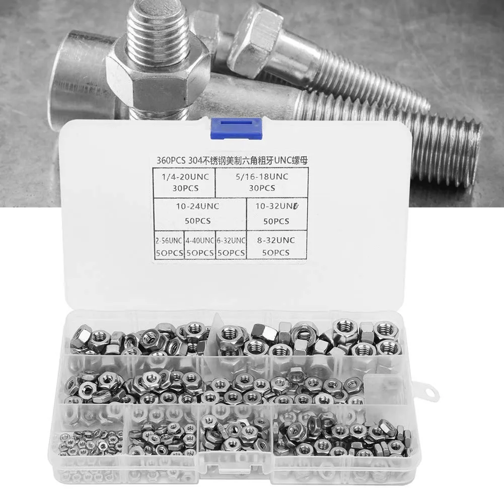 Garosa écrous hexagonaux inox UNC 360 pièces anticorrosion