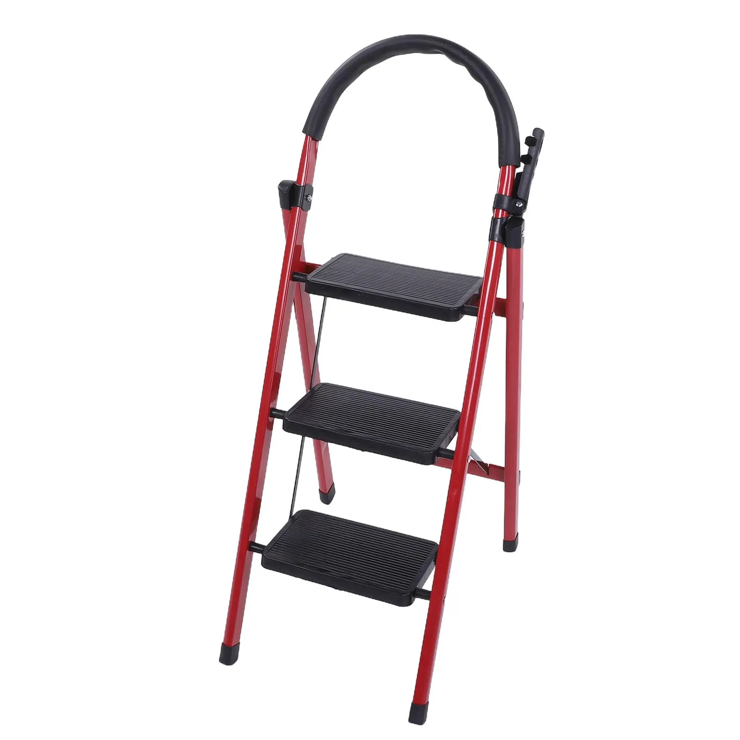 Garosa 3 marches escabeau pliant rouge 400 kg avec rampe