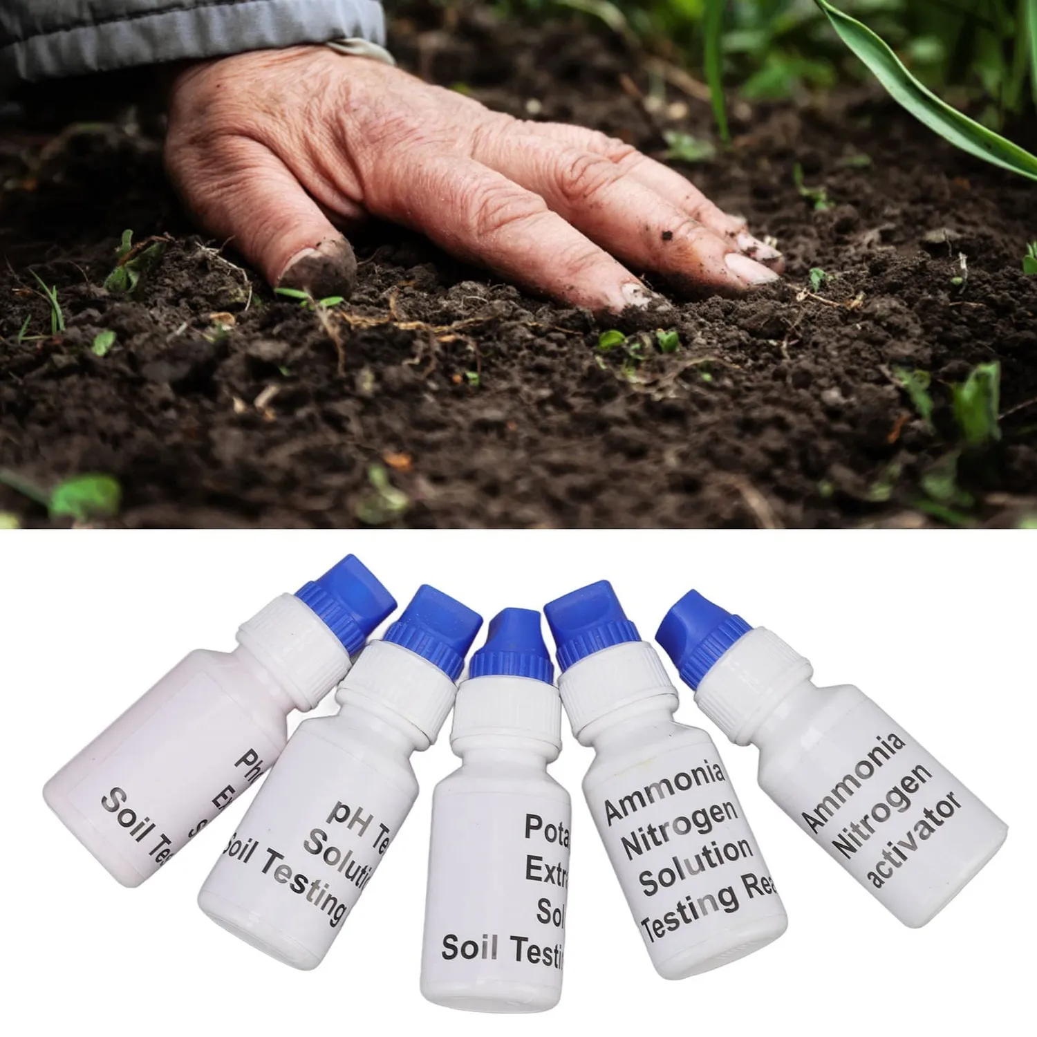 Garosa kit d’analyse de sol NPK 5 flacons, réactifs liquides