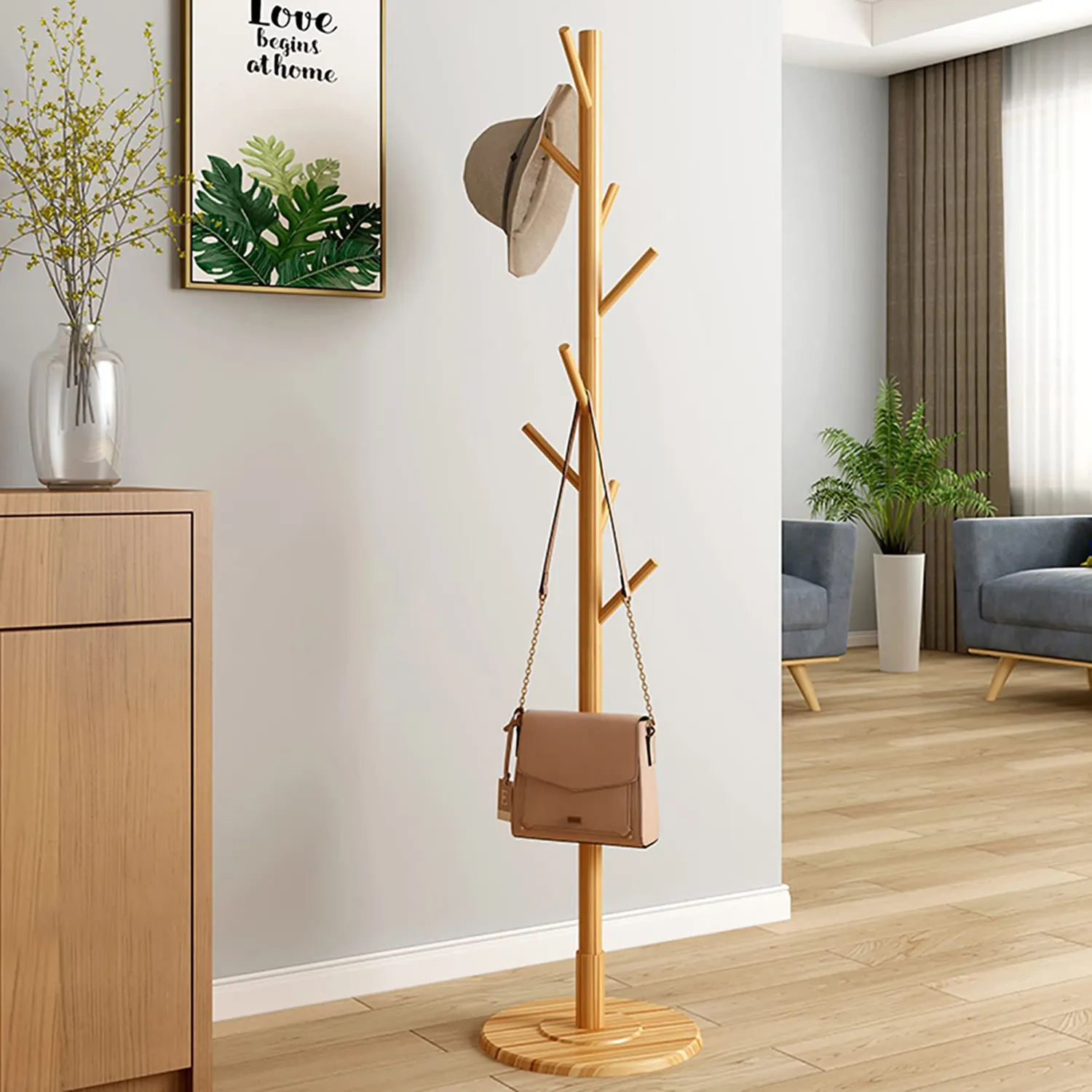 Garosa porte-manteau sur pied arbre bois naturel