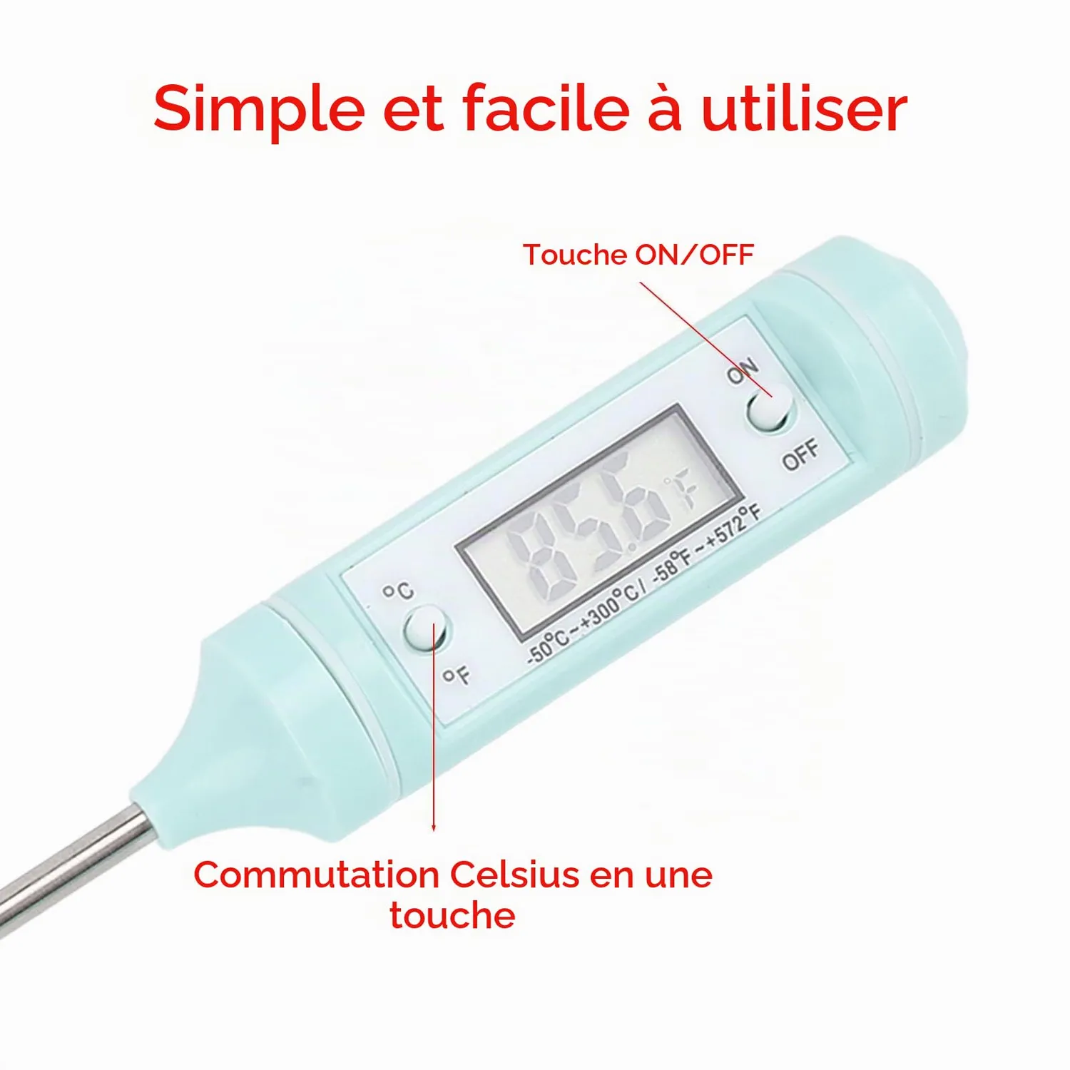 Garosa thermomètre électronique pour biberon à sonde longue