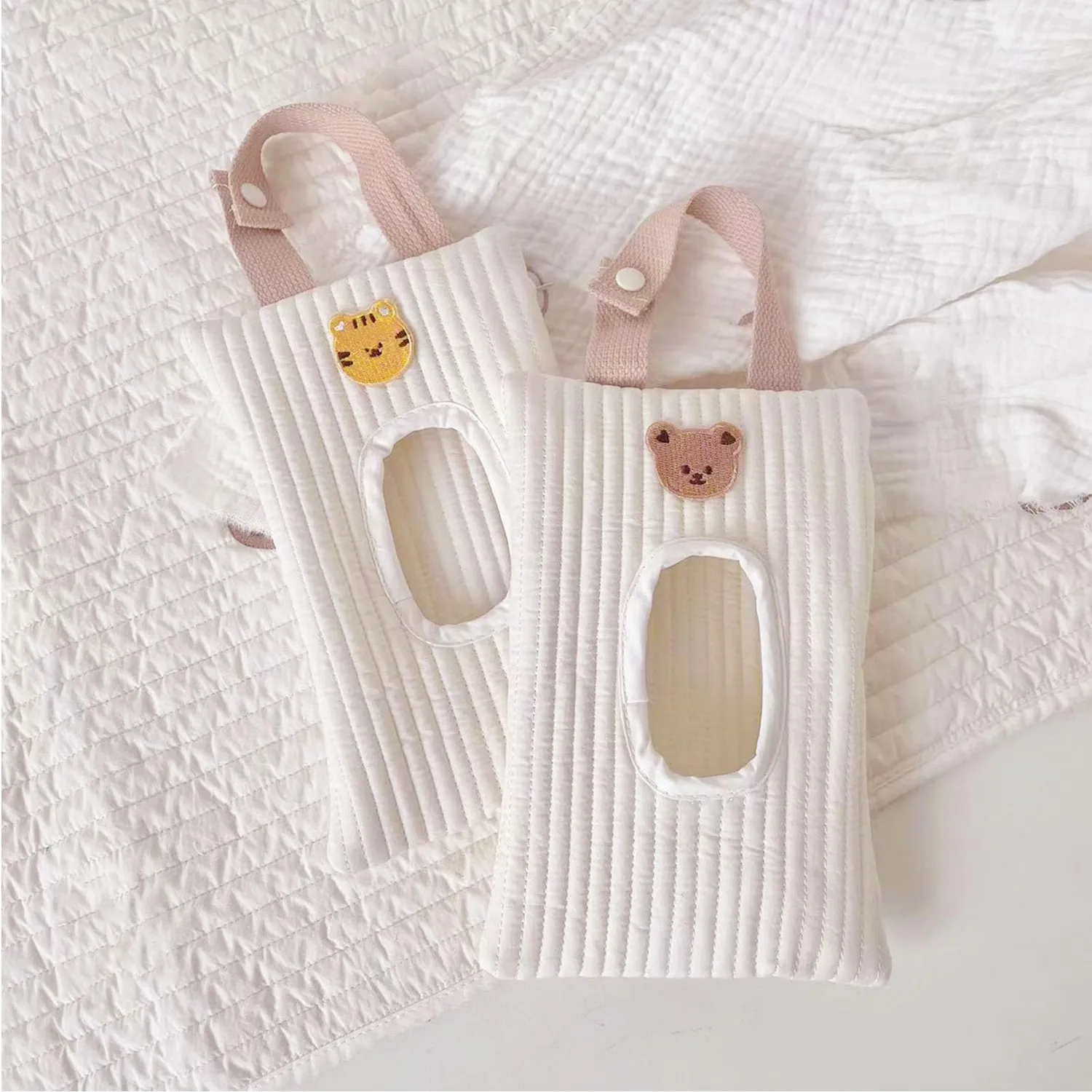 Garosa sac à mouchoirs Ours blanc 15 × 23 cm en coton