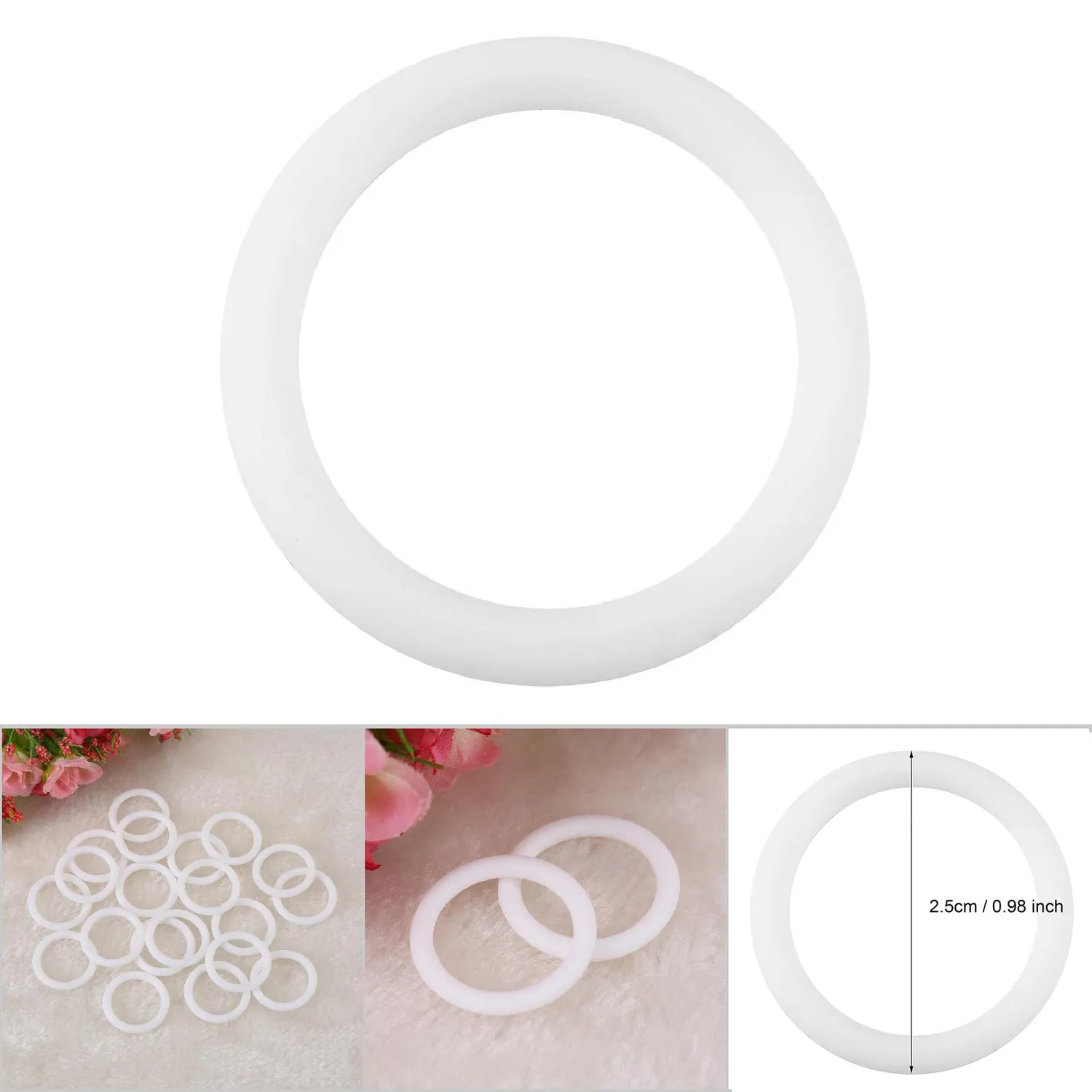Garosa anneaux silicone attache-sucette blanc lot 20 25mm sans BPA