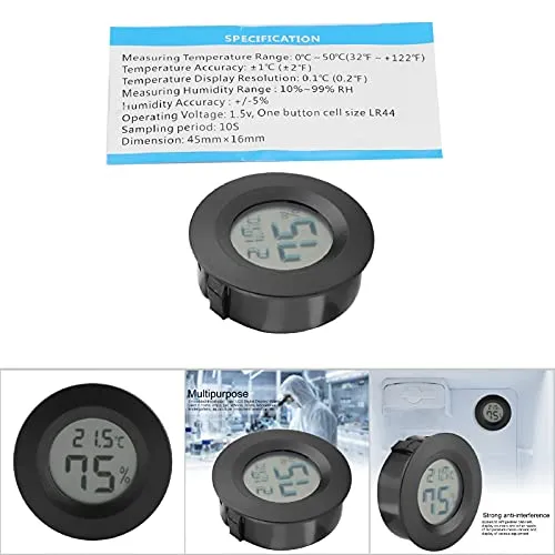 Garosa thermomètre numérique rond noir température et humidité