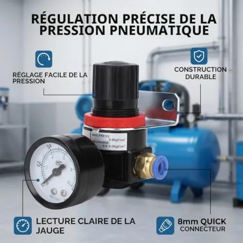 Garosa régulateur pneumatique 8 mm avec manomètre 0,1–1 MPa