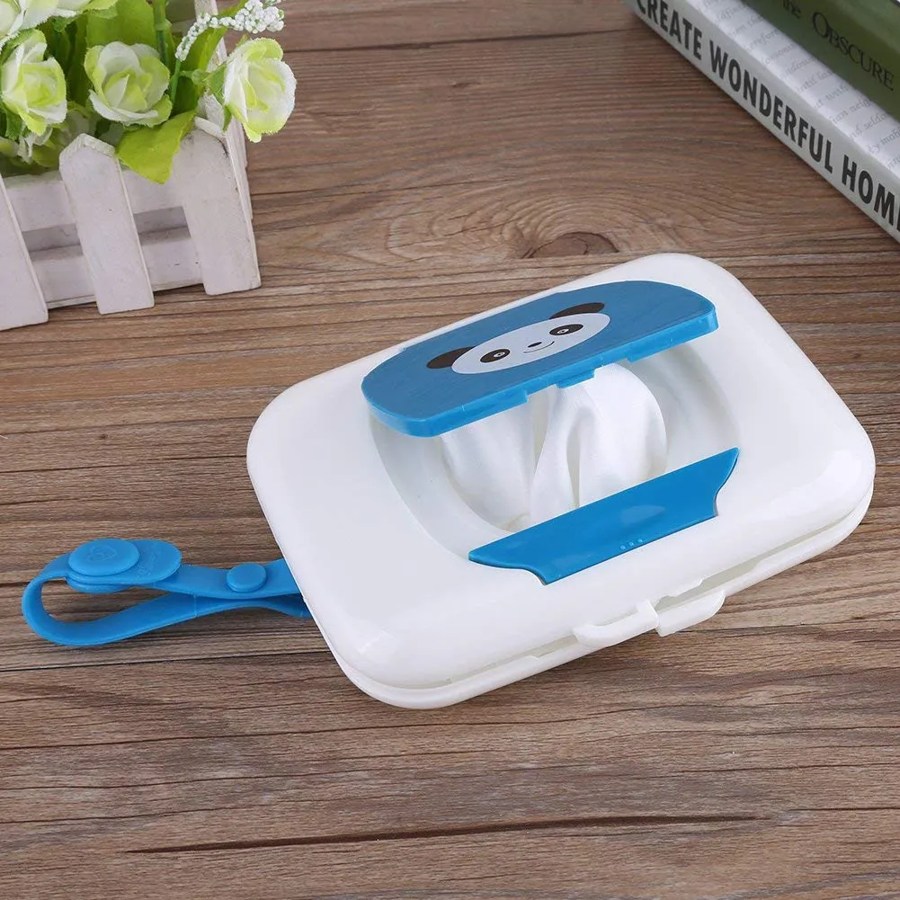 Garosa boîte à lingettes portable blanc et bleu, avec sangle silicone