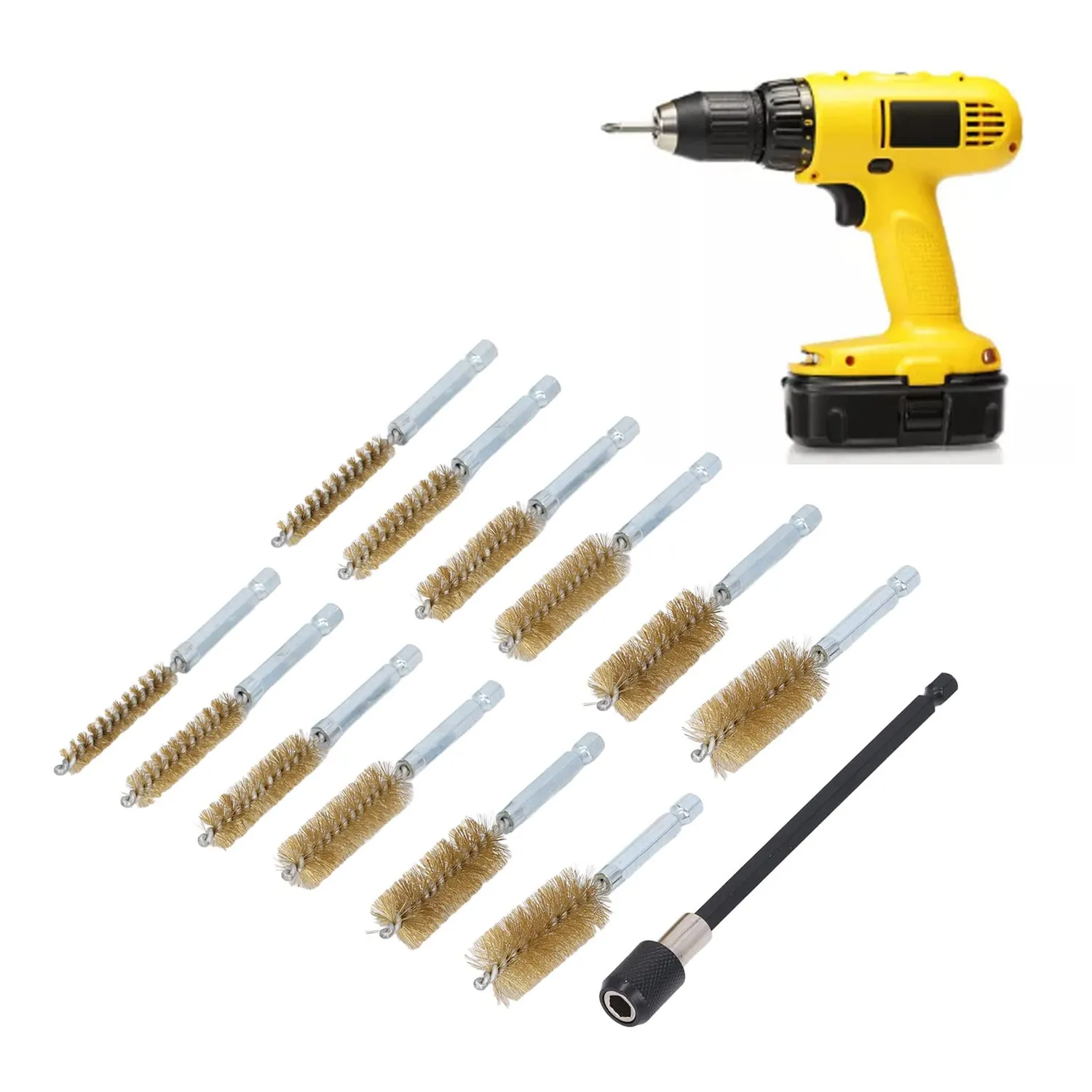 Garosa brosses alésage laiton 13 pièces tige 1/4 pouce