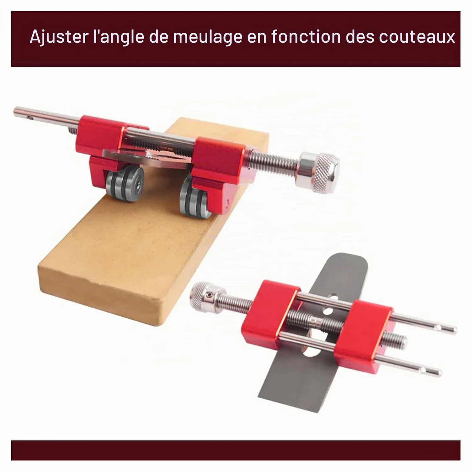 Garosa guide d'affûtage réglable pour ciseaux et rabots, rouge argent