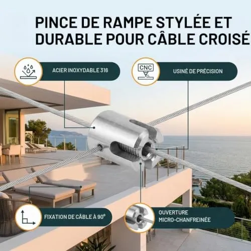 Garosa serre-câbles inox 316 M10 4 mm 10 pièces