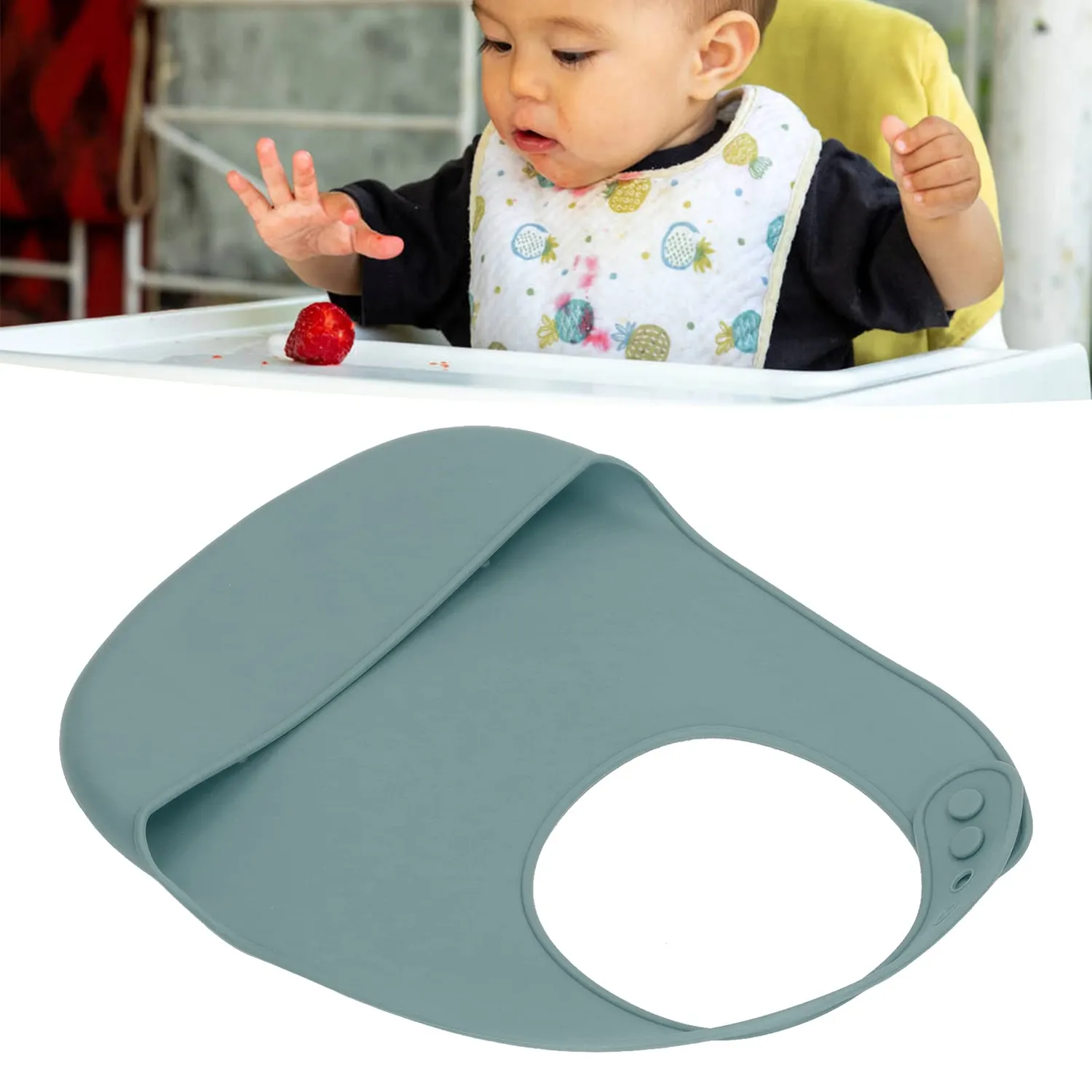 Garosa bavoir silicone vert bébé poche réglable