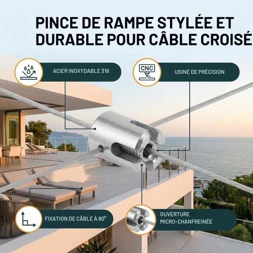 Garosa serre-câbles inox 316 M10 4 mm 10 pièces