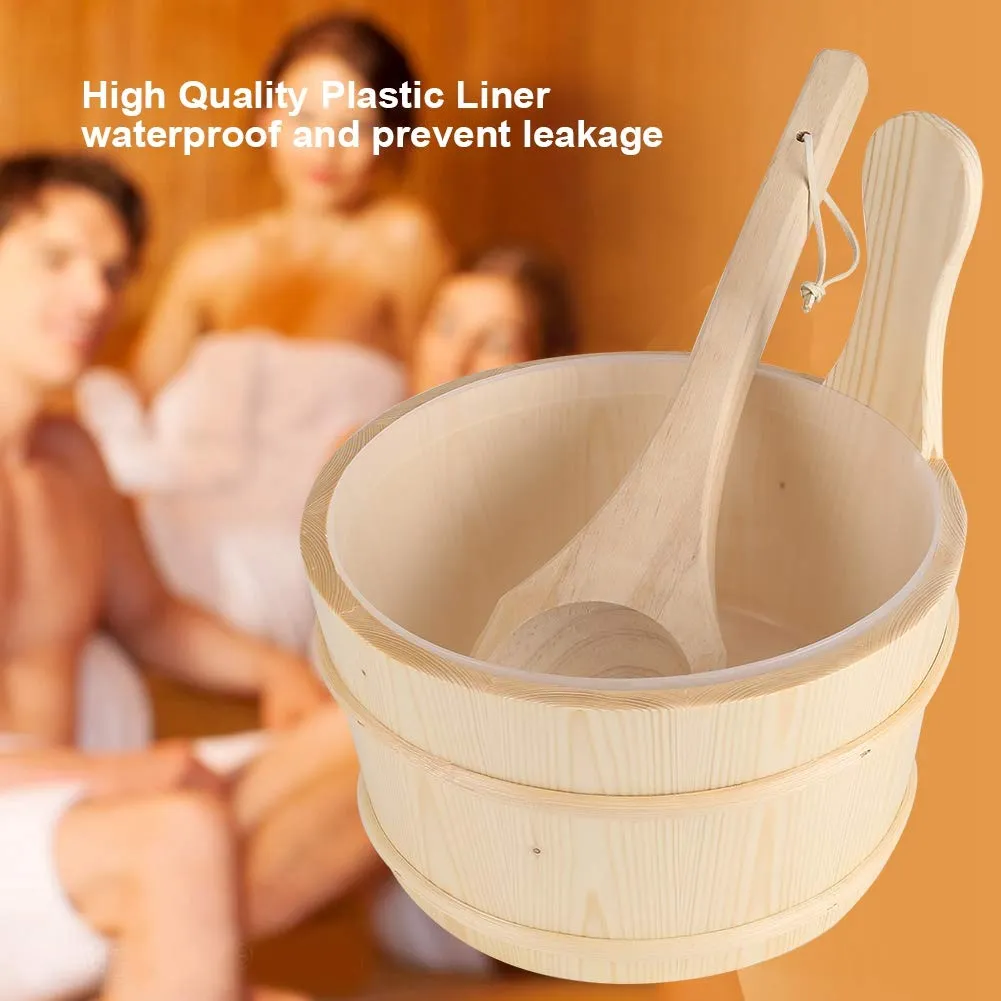 Garosa kit seau louche sauna pin blanc doublure plastique