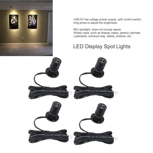Garosa mini projecteurs LED USB 5 V noirs 4 pièces dimmables