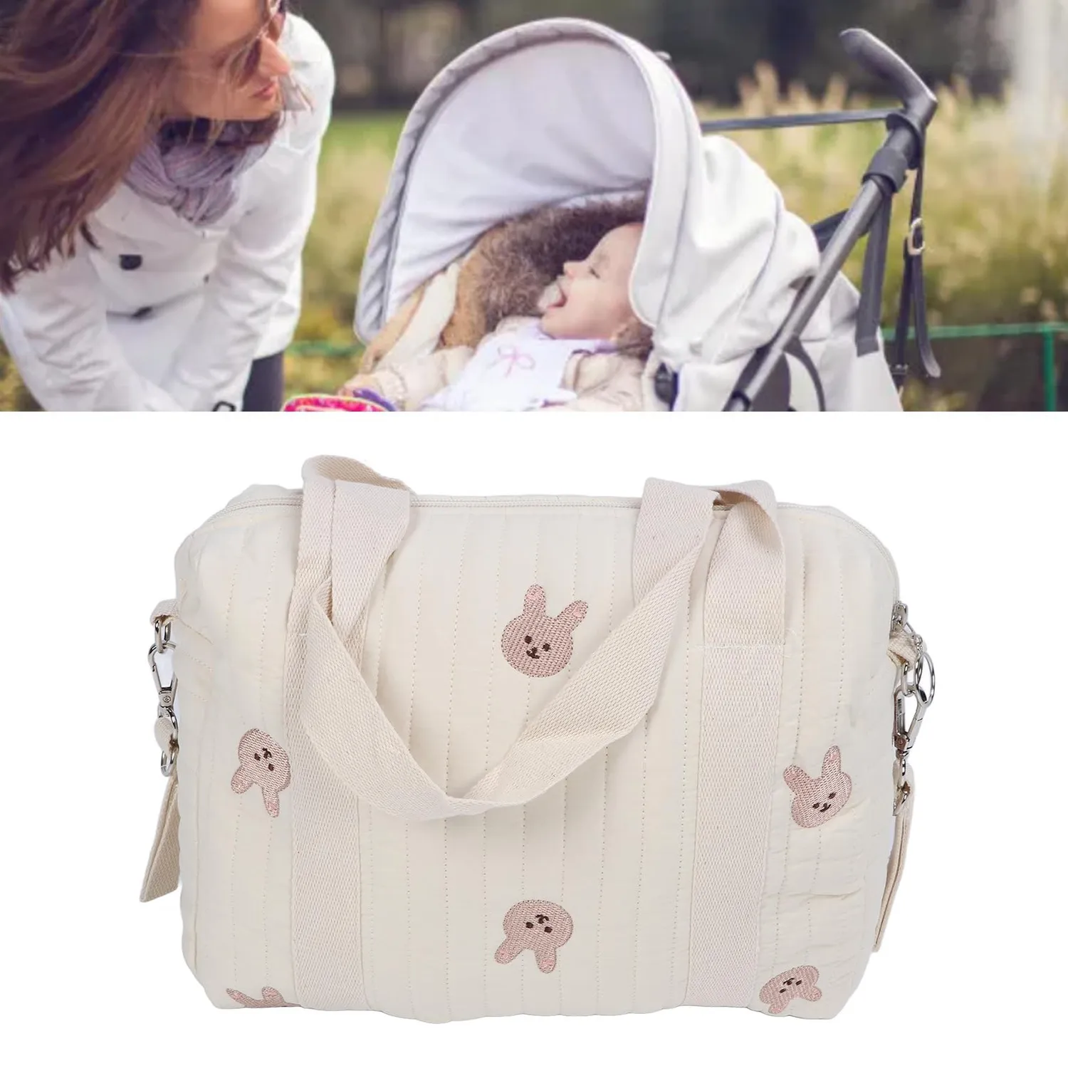 Garosa Sac à Langer Poussette Coton Lapin Grande Capacité