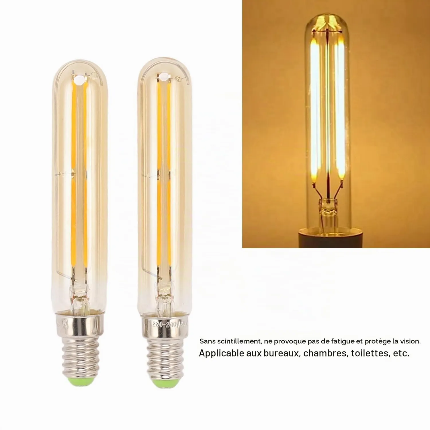 Garosa T20 × 120 ampoule LED E14 4 W 2300 K dorée, lot de 2