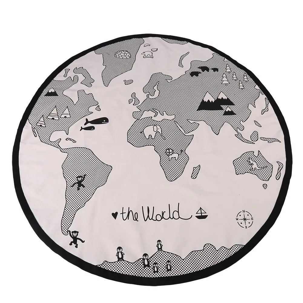 Garosa tapis d’éveil carte du monde rond 135 cm en coton