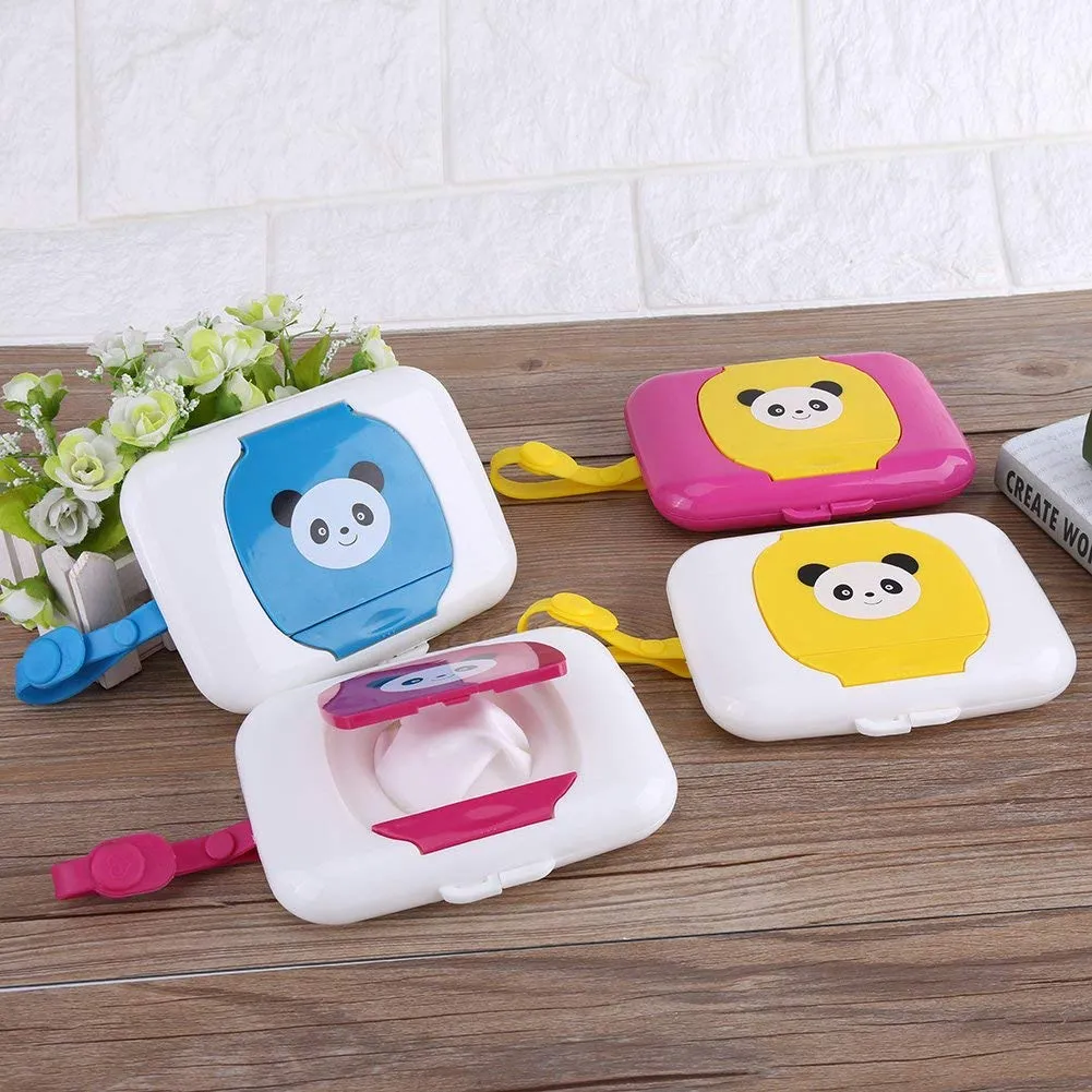 Garosa boîte à lingettes portable blanc et bleu, avec sangle silicone