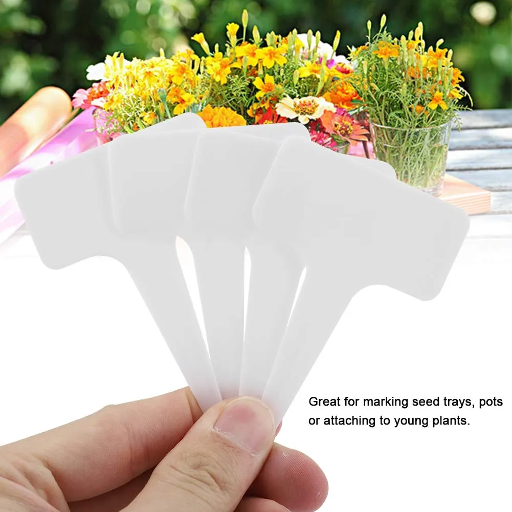 Garosa Étiquettes de plantes en T blanches, lot de 50 en PVC