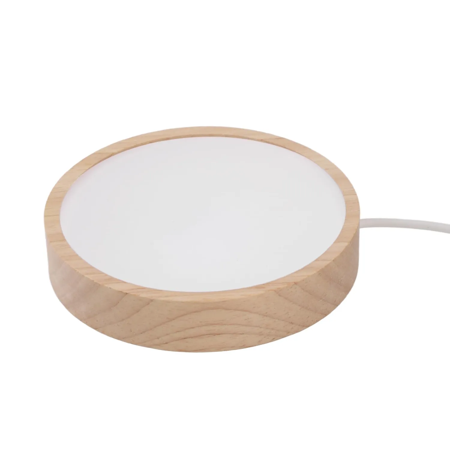 Garosa socle lumineux LED pour cristaux rond USB 5 V, bois naturel