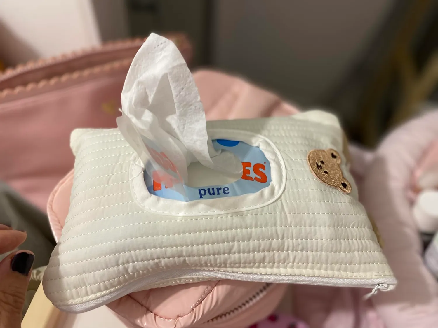 Garosa sac à mouchoirs Ours blanc 15 × 23 cm en coton