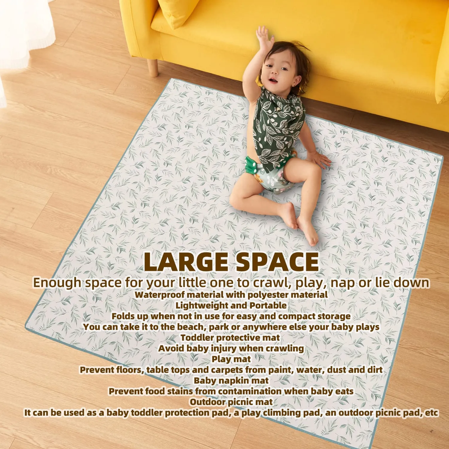 Garosa tapis de jeu étanche 110x110 cm pliable