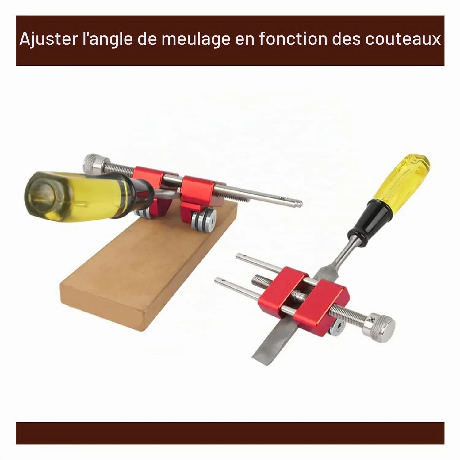 Garosa guide d'affûtage réglable pour ciseaux et rabots, rouge argent