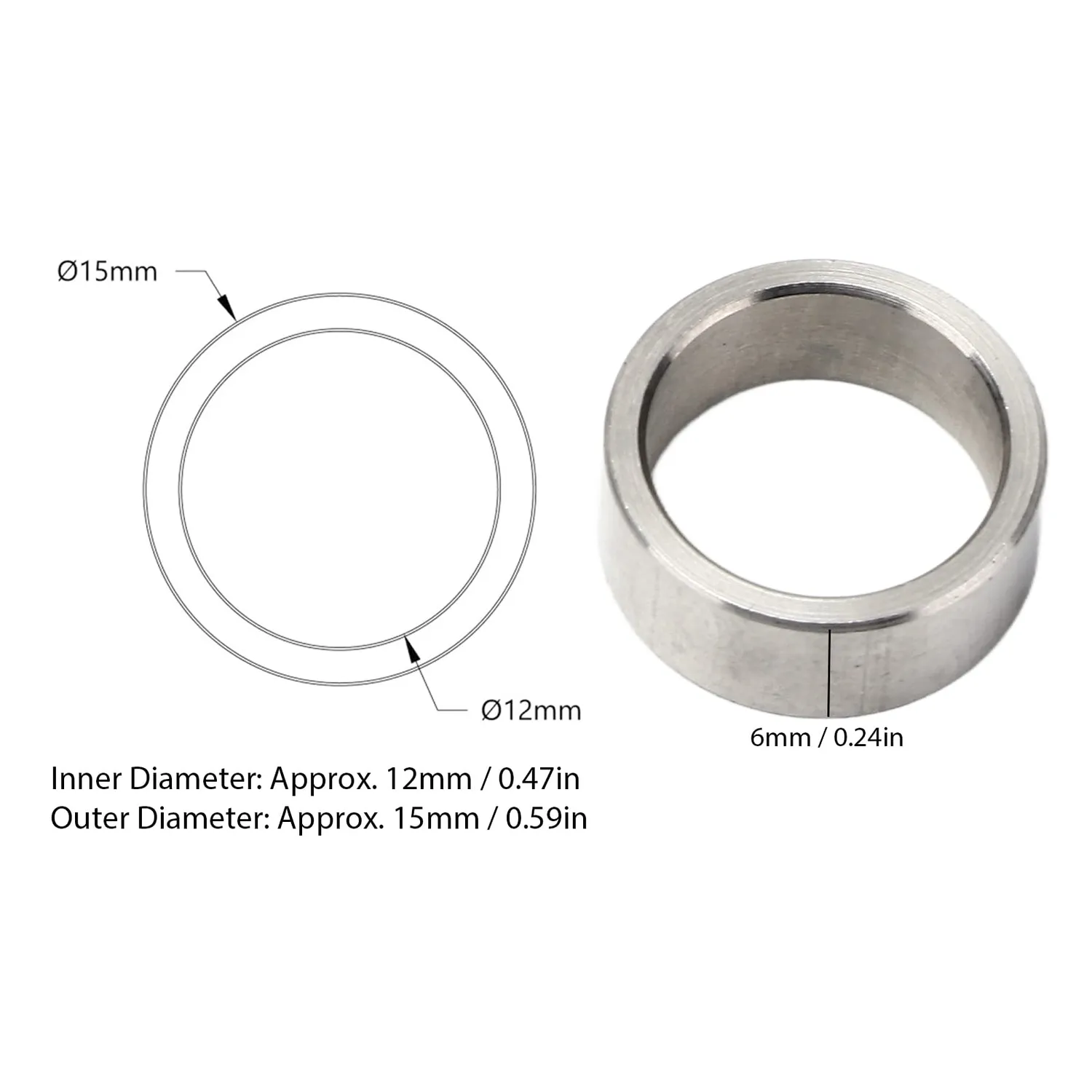Garosa Entretoises inox 15x12mm lot de 10 anticorrosion